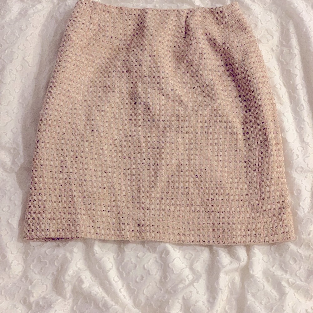 Pale pink tweed pencil skirt Talbots